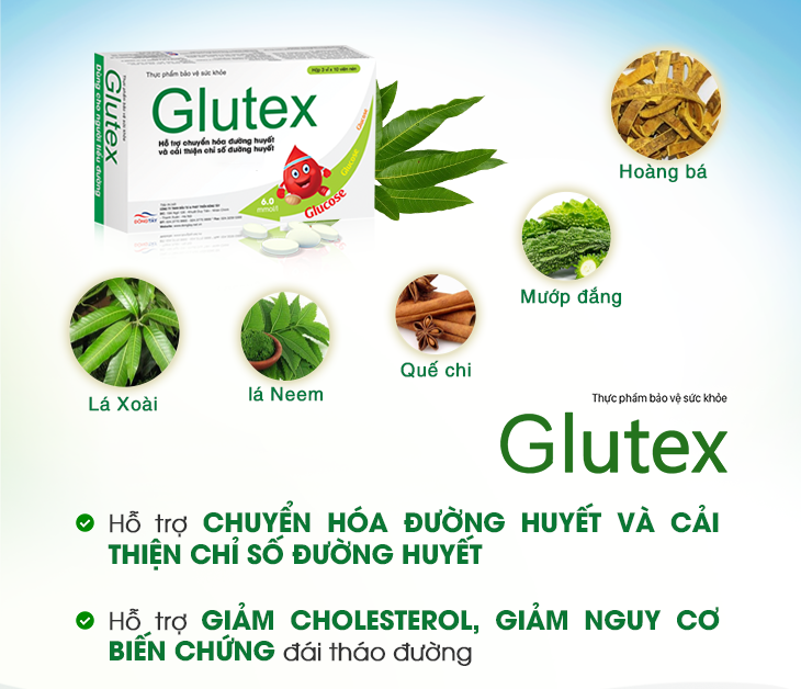 TPBVSK Glutex từ thảo dược hỗ trợ cải thiện chỉ số đường huyết